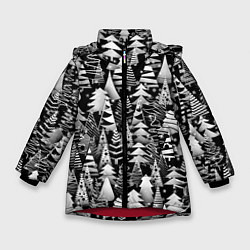 Зимняя куртка для девочки Лес абстрактных ёлок