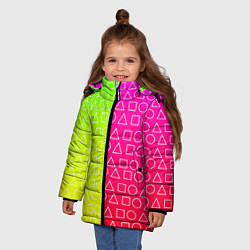 Куртка зимняя для девочки Игра в кальмара розовыйжелтый, цвет: 3D-красный — фото 2