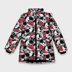 Зимняя куртка для девочки Щенки и красные колпаки