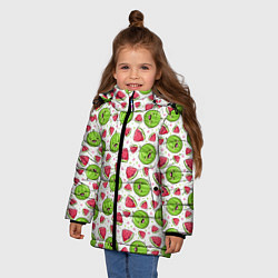 Куртка зимняя для девочки Арбузы, много арбузов!, цвет: 3D-светло-серый — фото 2