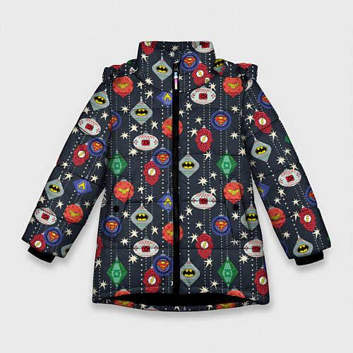 Зимняя куртка для девочки Елочные игрушки DC / 3D-Черный – фото 1