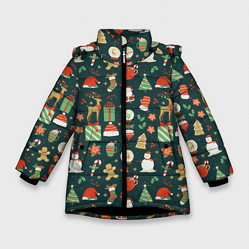 Зимняя куртка для девочки Merry Christmas Happy New Year / 3D-Черный – фото 1