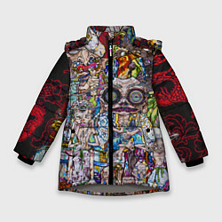 Куртка зимняя для девочки Такаси Мураками Остров мертвых, цвет: 3D-светло-серый