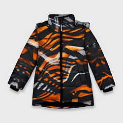 Куртка зимняя для девочки Окрас тигра, цвет: 3D-черный