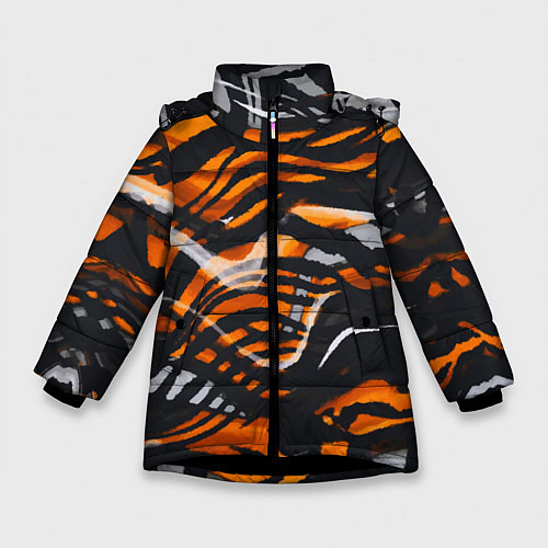 Зимняя куртка для девочки Окрас тигра / 3D-Черный – фото 1