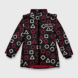 Куртка зимняя для девочки Игра в кальмарa, цвет: 3D-красный