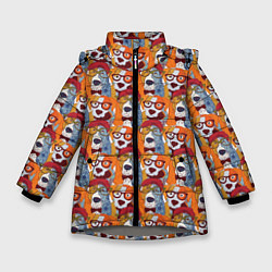 Куртка зимняя для девочки Собаки в Очках, цвет: 3D-светло-серый