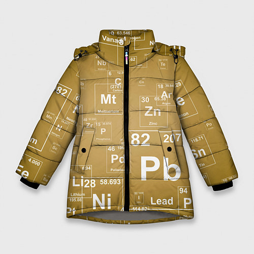 Зимняя куртка для девочки Pb - таблица Менделеева / 3D-Светло-серый – фото 1