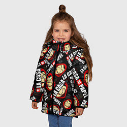 Куртка зимняя для девочки БУМАЖНЫЙ ДОМ LA CASA DE PAPEL ЛОГО УЗОР, цвет: 3D-красный — фото 2