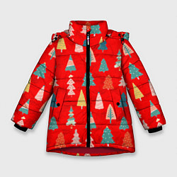 Куртка зимняя для девочки Новый год, цвет: 3D-красный