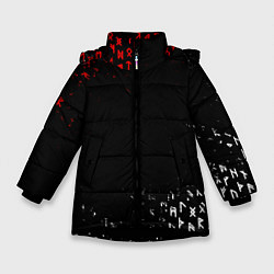 Куртка зимняя для девочки КРАСНО БЕЛЫЕ РУНЫ, цвет: 3D-черный