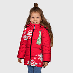 Куртка зимняя для девочки НОВОГОДНИЙ ДИНОЗАВРИК DINOSAUR, цвет: 3D-черный — фото 2
