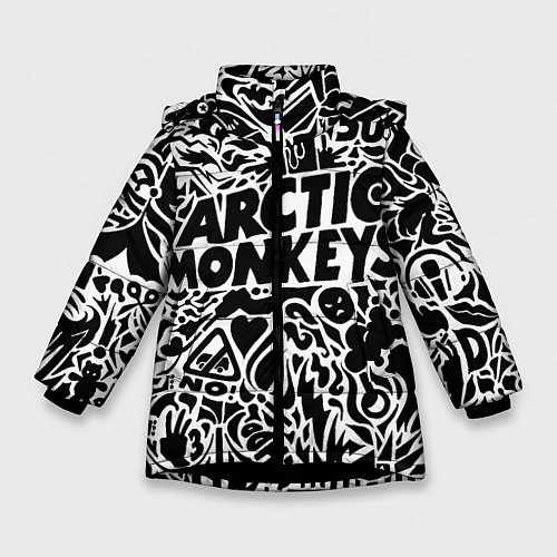 Зимняя куртка для девочки Arctic monkeys Pattern / 3D-Черный – фото 1