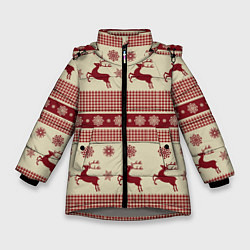 Зимняя куртка для девочки Вязанный узор с оленями