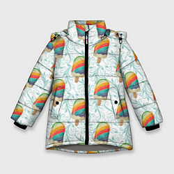 Зимняя куртка для девочки Разноцветное мороженое паттерном