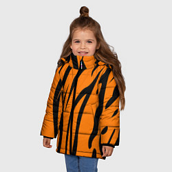 Куртка зимняя для девочки Текстура тиграtiger, цвет: 3D-черный — фото 2