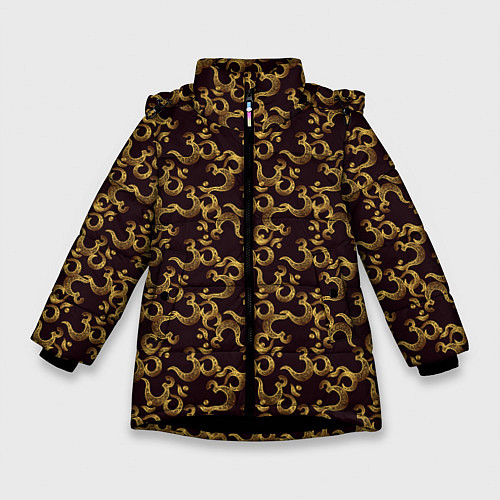 Зимняя куртка для девочки Ом Аум - Сакральный Символ / 3D-Черный – фото 1