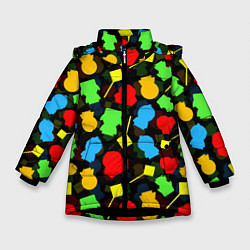Куртка зимняя для девочки SOUTH PARK ЮЖНЫЙ ПАРК НОВОГОДНИЙ УЗОР, цвет: 3D-черный