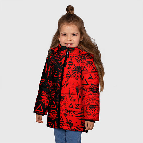 Зимняя куртка для девочки THE WITCHER LOGOBOMBING BLACK RED / 3D-Светло-серый – фото 3
