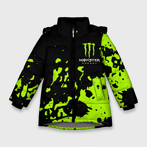 Зимняя куртка для девочки Monster Energy green / 3D-Светло-серый – фото 1