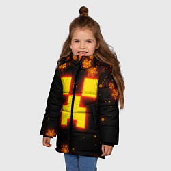 Куртка зимняя для девочки НОВОГОДНИЙ ОГНЕННЫЙ КРИПЕР CREEPER FIRE, цвет: 3D-светло-серый — фото 2