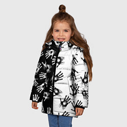 Куртка зимняя для девочки Death Stranding паттерн логотипов, цвет: 3D-черный — фото 2