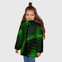 Куртка зимняя для девочки Волны изумрудного металла, цвет: 3D-черный — фото 2