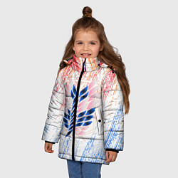 Куртка зимняя для девочки Атака Титанов Ласкутный Неон 2022, цвет: 3D-светло-серый — фото 2