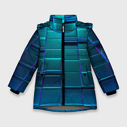 Зимняя куртка для девочки 3D квадраты неоновые
