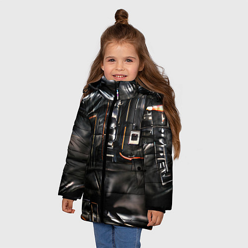 Зимняя куртка для девочки Стиль терминатора / 3D-Светло-серый – фото 3