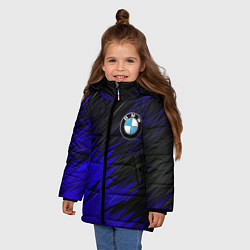 Куртка зимняя для девочки БМВ АБСТРАКЦИЯ СИНЯЯ GEOMETRY STRIPES LINE, цвет: 3D-светло-серый — фото 2