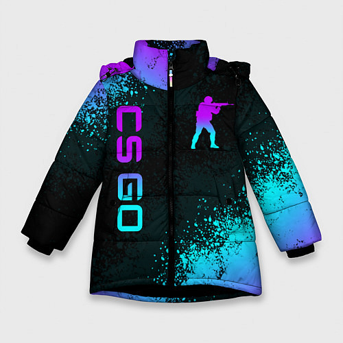 Зимняя куртка для девочки CS GO NEON SYMBOL STYLE SKIN КС ГО НЕОН / 3D-Черный – фото 1