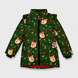 Зимняя куртка для девочки НОВОГОДНИЙ ОЛЕНЬ GREEN