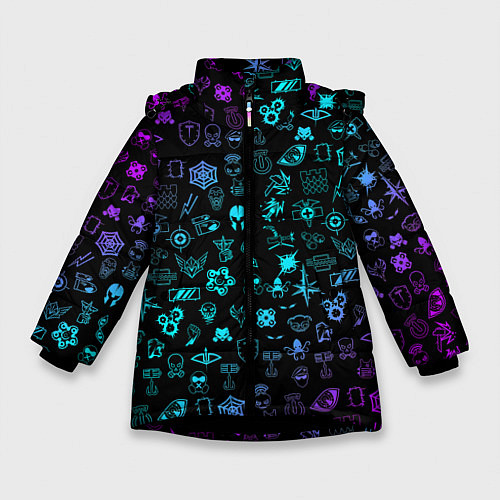 Зимняя куртка для девочки RAINBOW SIX SIEGE NEON PATTERN SYMBOL / 3D-Черный – фото 1