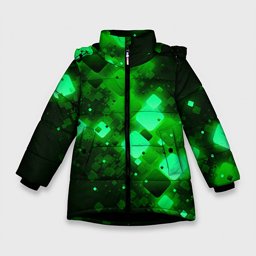Зимняя куртка для девочки Изумрудный поток / 3D-Черный – фото 1