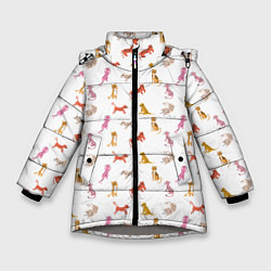 Зимняя куртка для девочки Забавные тигрята на белом фоне