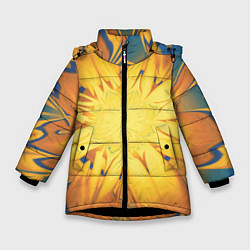 Куртка зимняя для девочки Солнечный цветок Абстракция 535-332-32, цвет: 3D-черный