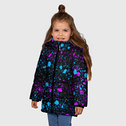 Куртка зимняя для девочки Брызги неоновые ярких красок, цвет: 3D-светло-серый — фото 2