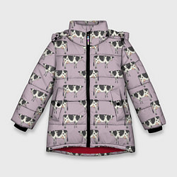 Куртка зимняя для девочки Коровы Паттерн, цвет: 3D-красный