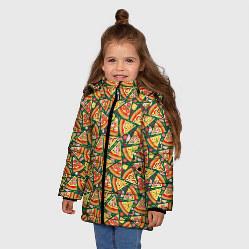 Зимняя куртка для девочки Pizza Пицца / 3D-Красный – фото 3