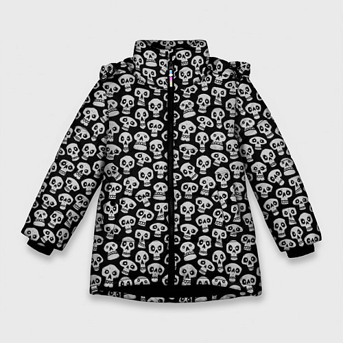 Зимняя куртка для девочки Funny skulls / 3D-Черный – фото 1