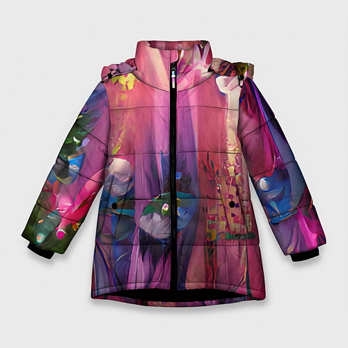 Зимняя куртка для девочки Ярко розовый / 3D-Черный – фото 1