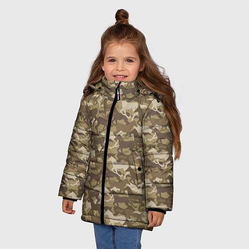 Зимняя куртка для девочки Бегущие Дикие Лошади / 3D-Светло-серый – фото 3
