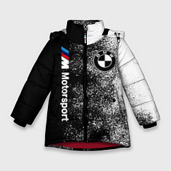 Куртка зимняя для девочки БМВ Черно-белый логотип, цвет: 3D-красный