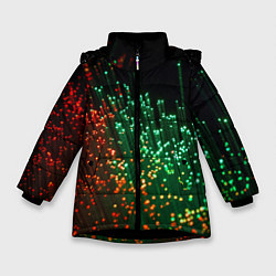 Куртка зимняя для девочки Неоновые светящиеся палочки, цвет: 3D-черный