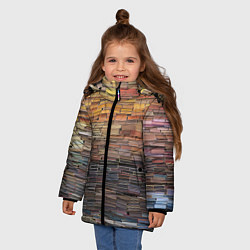 Куртка зимняя для девочки Книжные кирпичики знаний, цвет: 3D-черный — фото 2