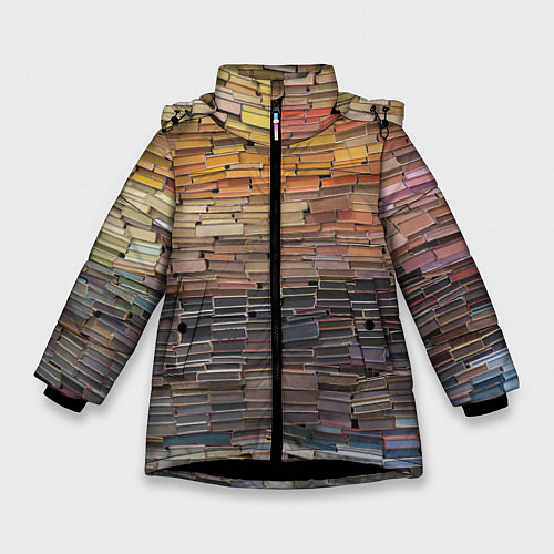 Зимняя куртка для девочки Книжные кирпичики знаний / 3D-Черный – фото 1