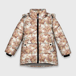Куртка зимняя для девочки Купюры 5000 Рублей деньги, цвет: 3D-светло-серый