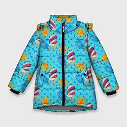 Куртка зимняя для девочки Лето Мороженое, цвет: 3D-светло-серый