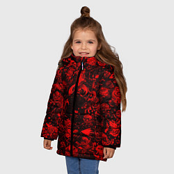 Куртка зимняя для девочки DOTA 2 HEROES RED PATTERN ДОТА 2, цвет: 3D-светло-серый — фото 2